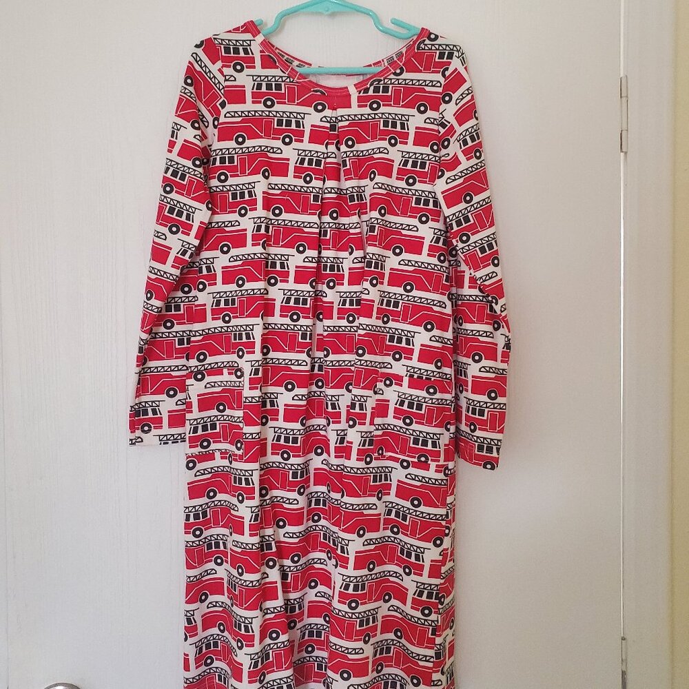 NWOT Winter Water Factory organic cotton fire truck dress size 8